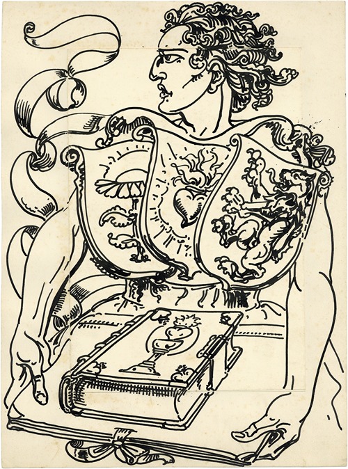 Persoon met wapenschilden