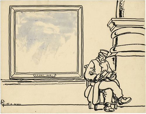 Suppoost naast schilderij van Ost.