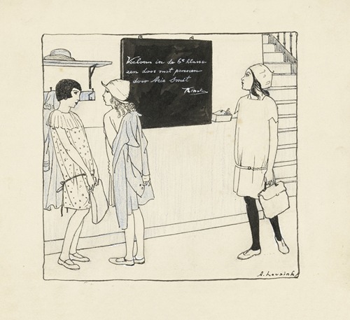 Elsje kijkend naar een schoolbord