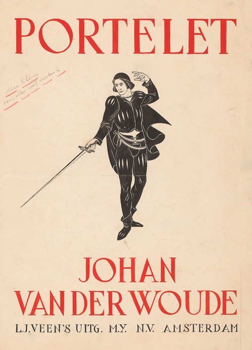 Bandontwerp voor Johan van der Woude, Portelet. Oorspronkelijke roman