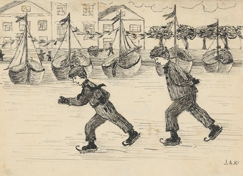 Schaatsers op een vaart