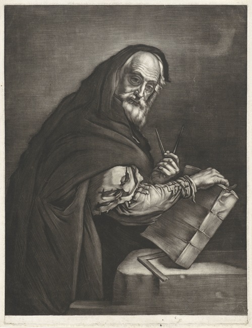 Philosopher with a compass and a book
