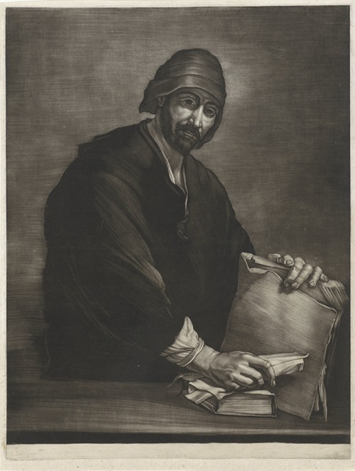 Philosopher with book and scroll