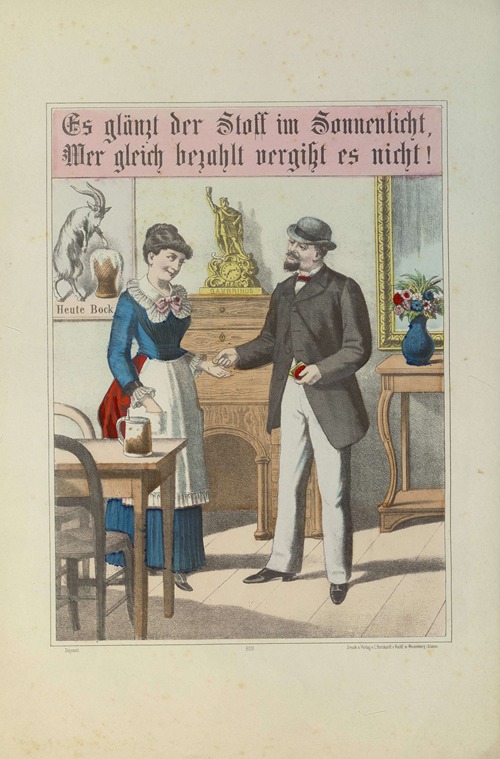 Wirtshausmotiv mit Spruch