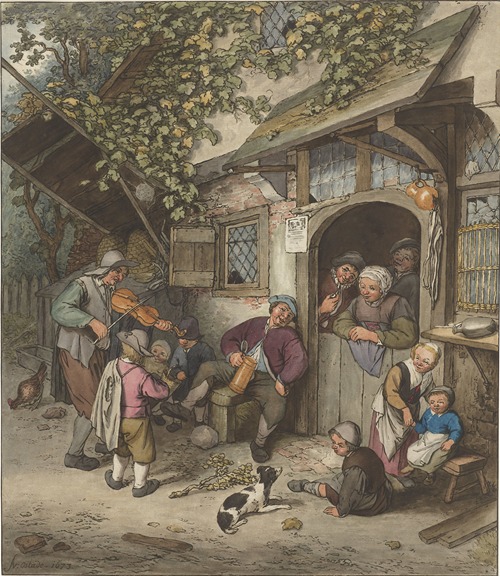 Vioolspeler voor een herberg