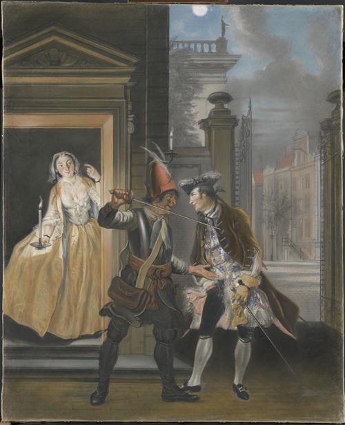 De omkopingsscène uit het tweede bedrijf van het blijspel ‘Hopman Ulrich of de bedrogen gierigheid’ van Johan van Paffenrode (1661)