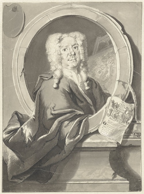 Portret van Jacob Campo Weyerman in medaillon