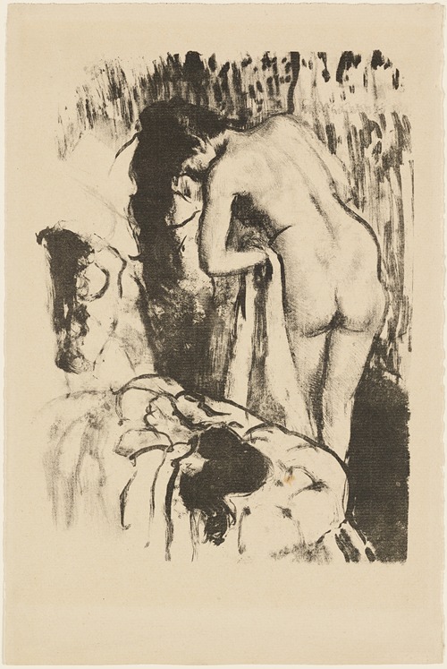 Nude Woman Standing, Drying Herself
