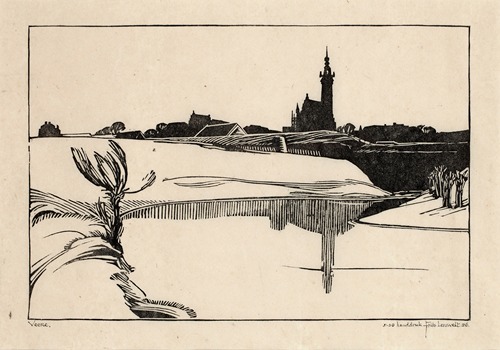 Zicht op Veere vanuit het Dijkhuis