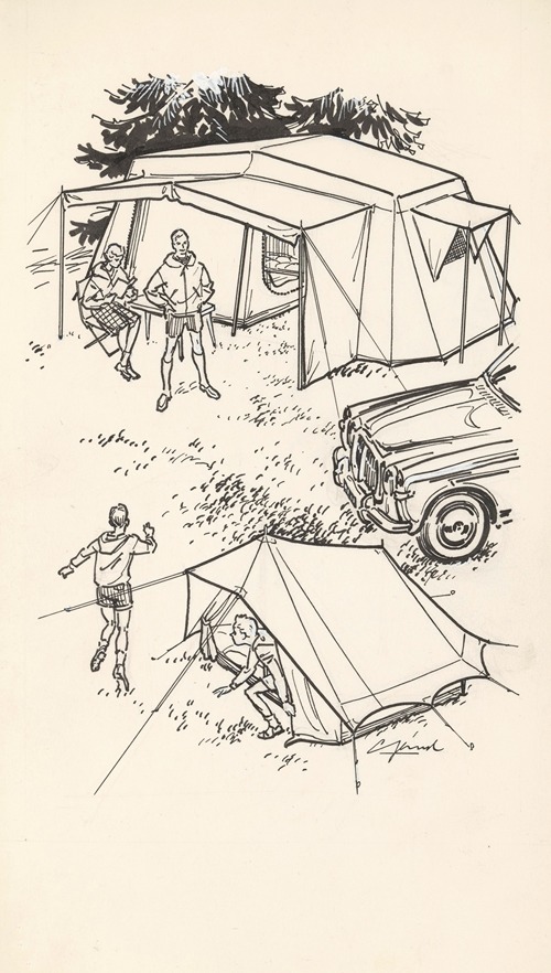 Gezin op een camping
