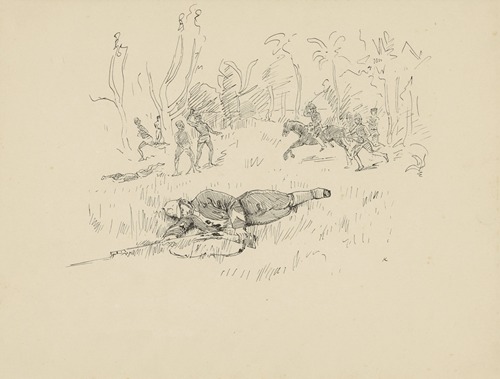 Gewonde soldaat in een veld
