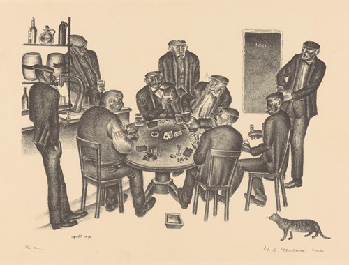 Kaartspelende mannen in een bar