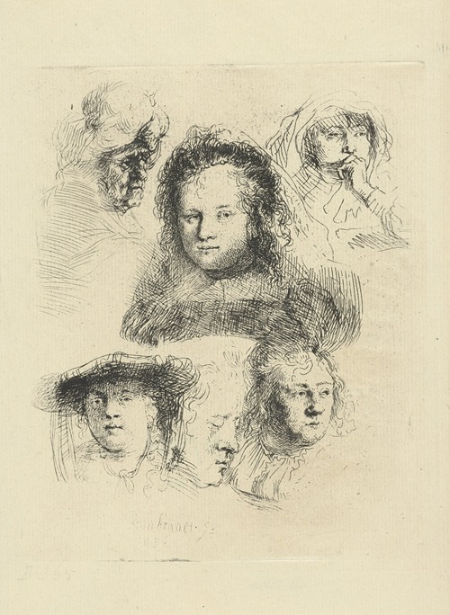 Studies van het hoofd van Saskia en anderen