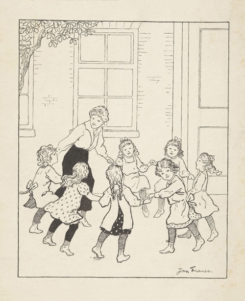 In het rond dansende meisjes