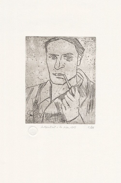 Self-portrait with pipe