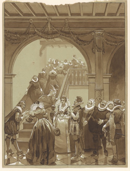 Adel in een trappenhuis in de zeventiende eeuw