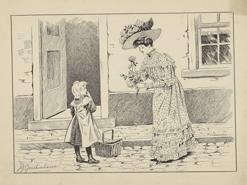 Meisje en een vrouw met rozen op een straat