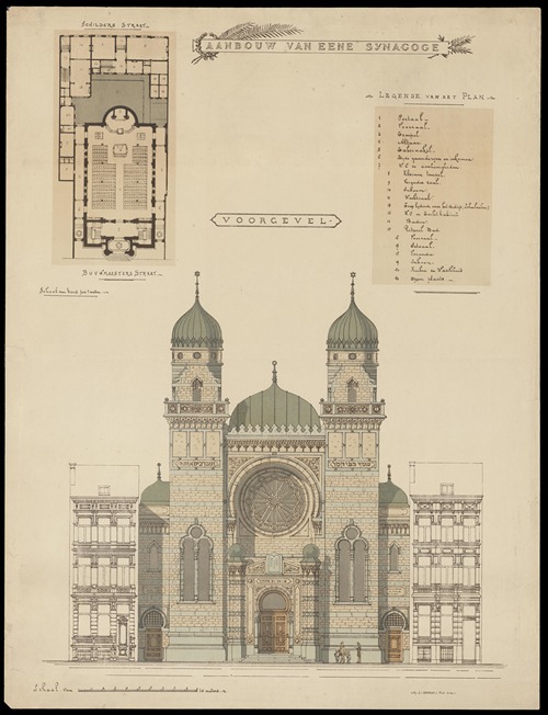 Aanbouw van eene synagoge