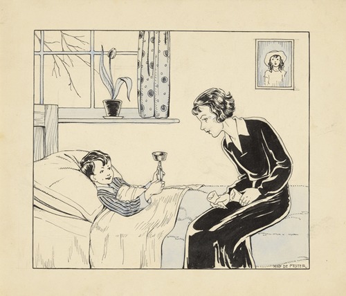 Jongen met weegschaal in een bed