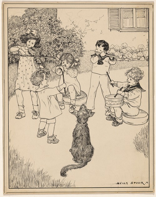 Kinderorkest in een tuin