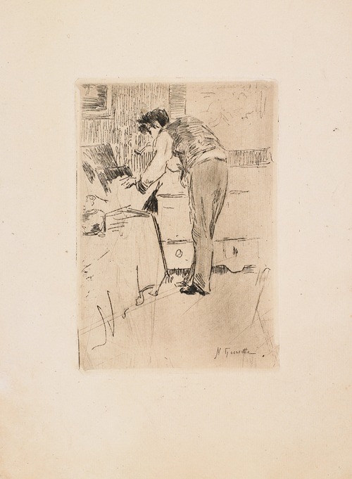 Henri Guérard consultant un carton d’estampes (Le dos d’un artiste)