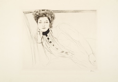 Lady Reclining in Left Corner of Sofa