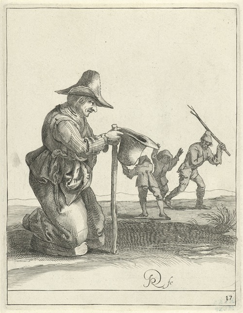 Geknielde bedelaar