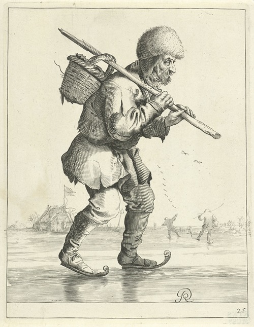 Schaatsende boer