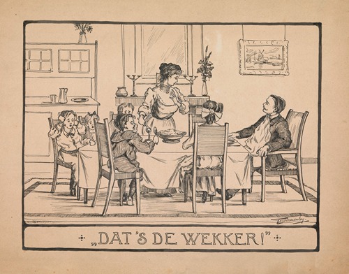 Gezin kijkt verschrikt op van het diner. Dat’s de wekker!