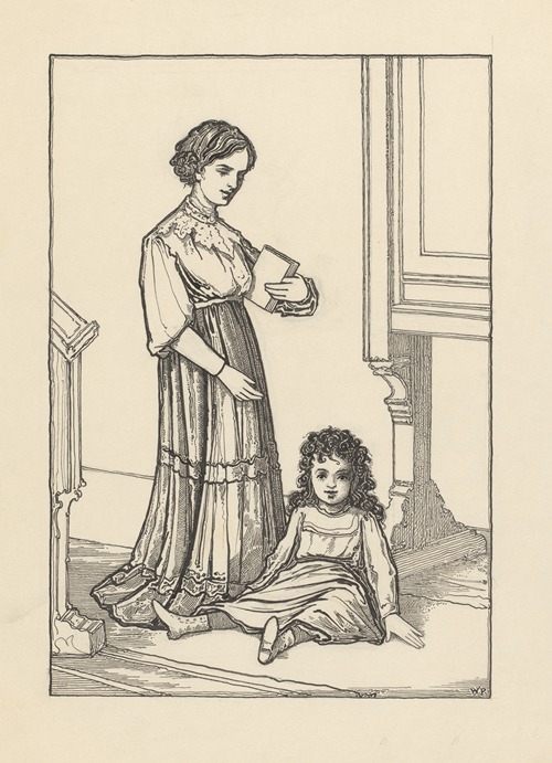 Vrouw en zittend meisje