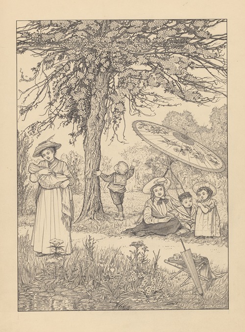 Vrouwen en kinderen in een park
