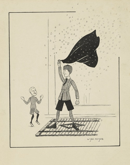 Jongen zwaait een cape in het rond