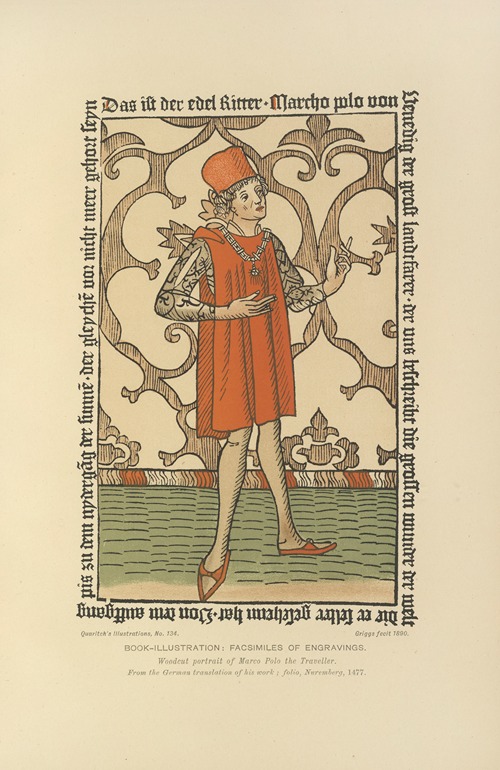 Woodcut portrait of Marco Polo the Traveller