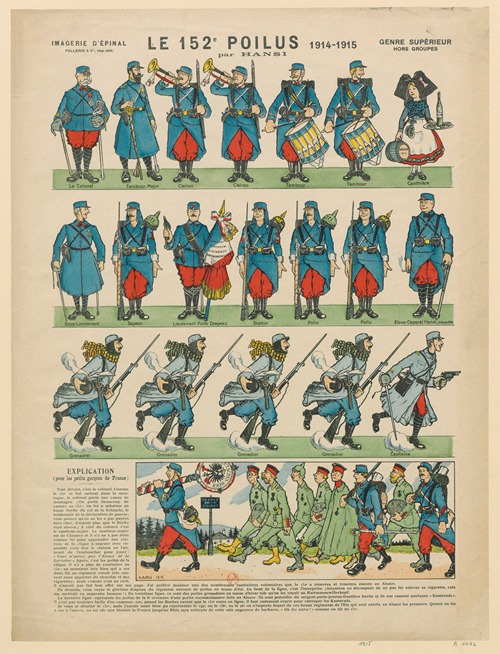 Imagerie d’Epinal. Genre supérieur (hors groupes). Le 152e poilus, 1914-1915