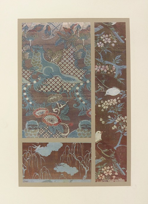 Animaux et fleurs ornementales ; oiseaux et fleurs ; oiseaux et cerisiers en fleurs