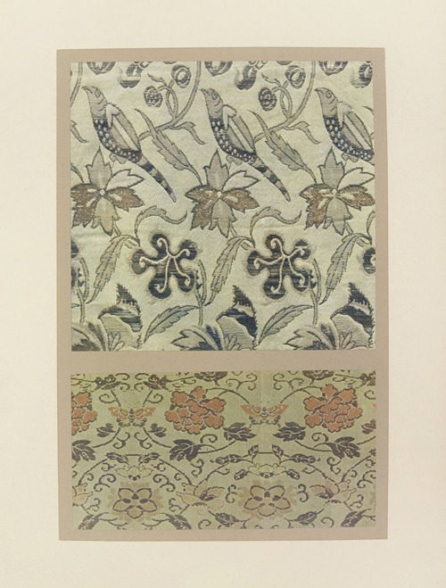 Oiseaux et plantes stylisées ; fleurs et papillons