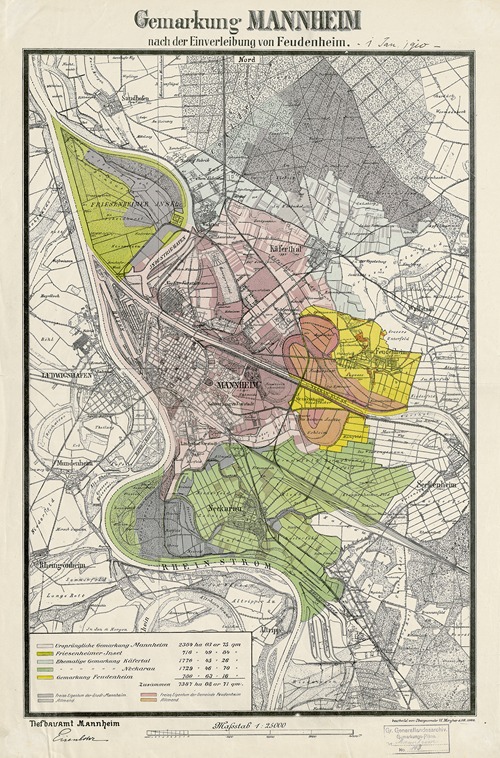 Gemarkung Mannheim nach der Einverleibung von Feudenheim