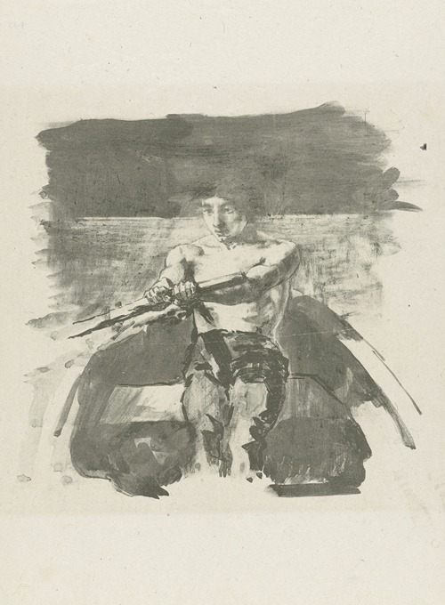 Boy rowing in rowboat