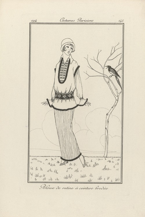 Journal des Dames et des Modes – Blouse de ratine à ceinture brodée