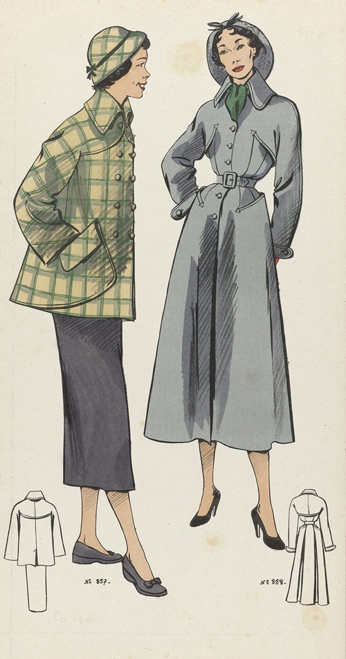 Suit and long gray coat with hood