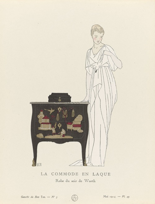 Gazette du Bon Ton – La Commode en Laque. Robe du soir de Worth