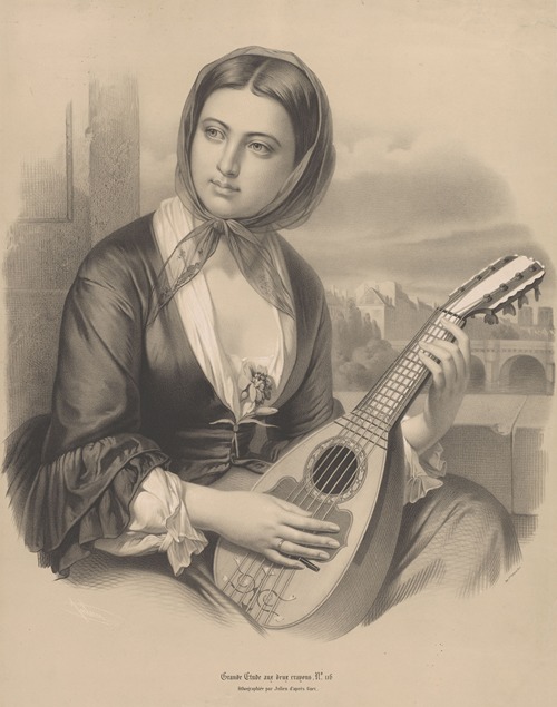 Woman playing a mandolin