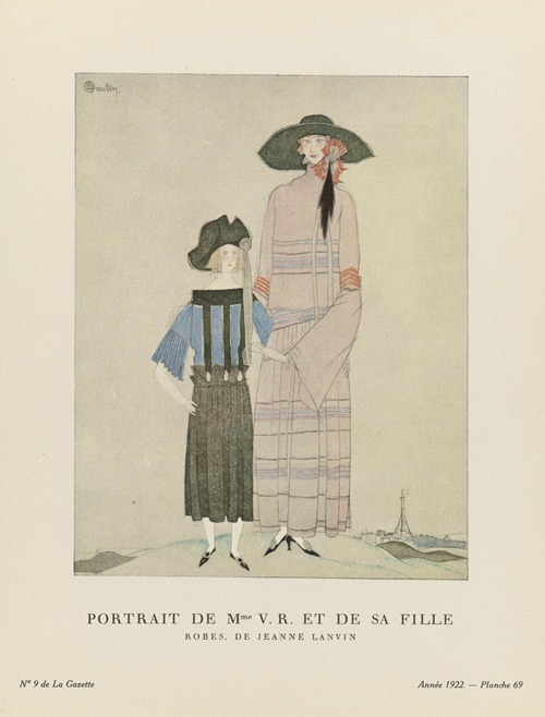 Gazette du Bon Ton – Portrait de Mme V.R. et de sa fille, Robes, de Jeanne Lanvin
