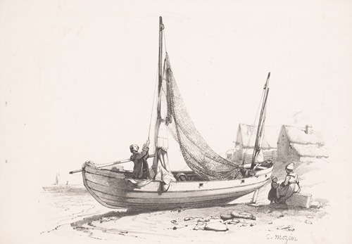 Sailing ship on the beach.