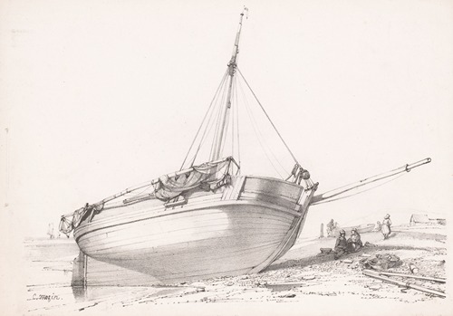 Sailing ship on the beach