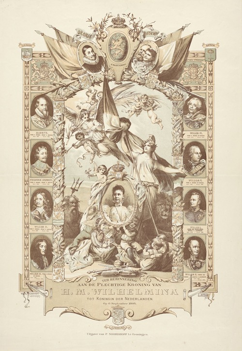 In memory of the Solemn Coronation of Her Majesty Queen Wilhelmina as Queen of the Netherlands. September 6, 1898