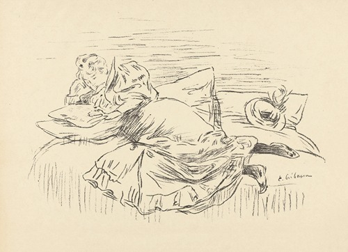 Reading woman lying on bed