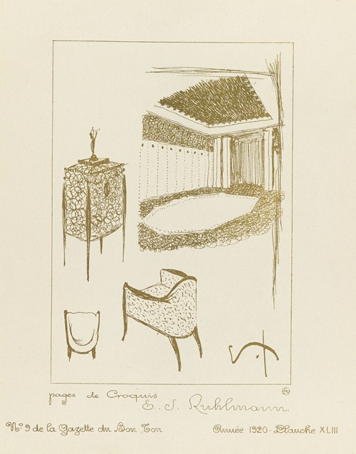 Gazette du Bon Ton – Pages de croquis E.J. Ruhlmann