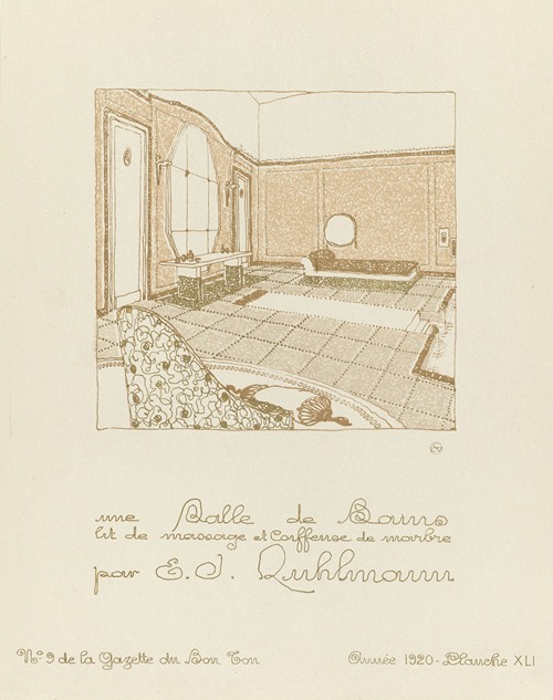Gazette du Bon Ton – Une Salle de Bain lit de massage et coiffeuse de marbre E.D. Ruhlmann