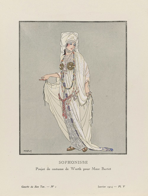 Sophonisbe Projet de Costume de Worth pour Mme Bartet